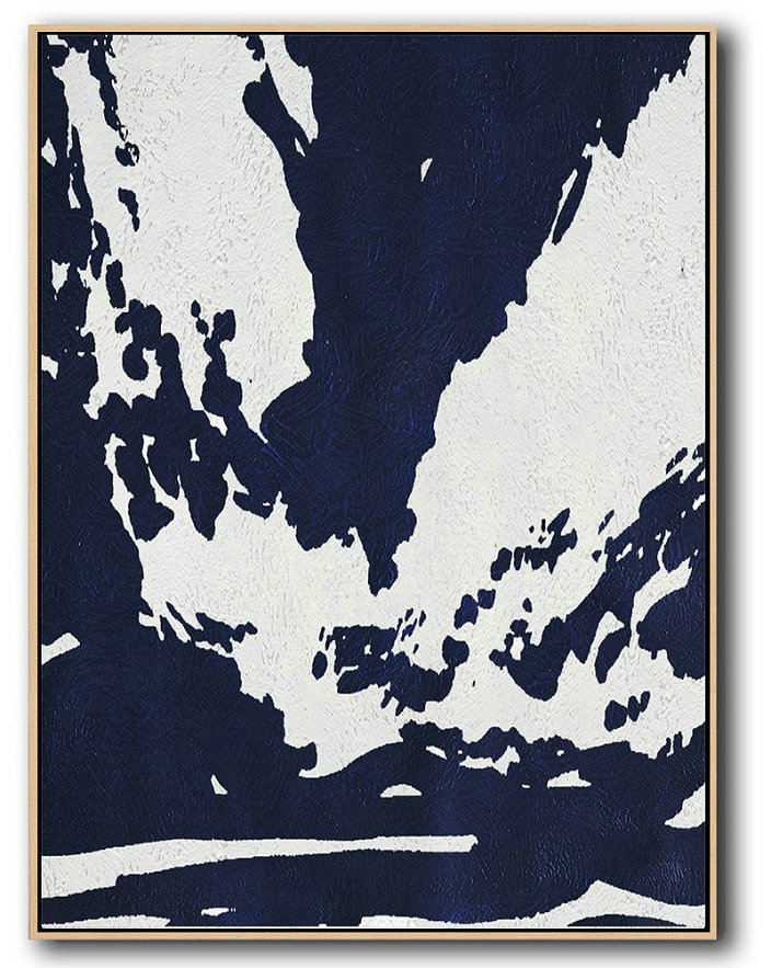 Extra Large Canvas Art,Buy Hand Painted Navy Blue Abstract Painting Online,Contemporary Art Canvas Painting